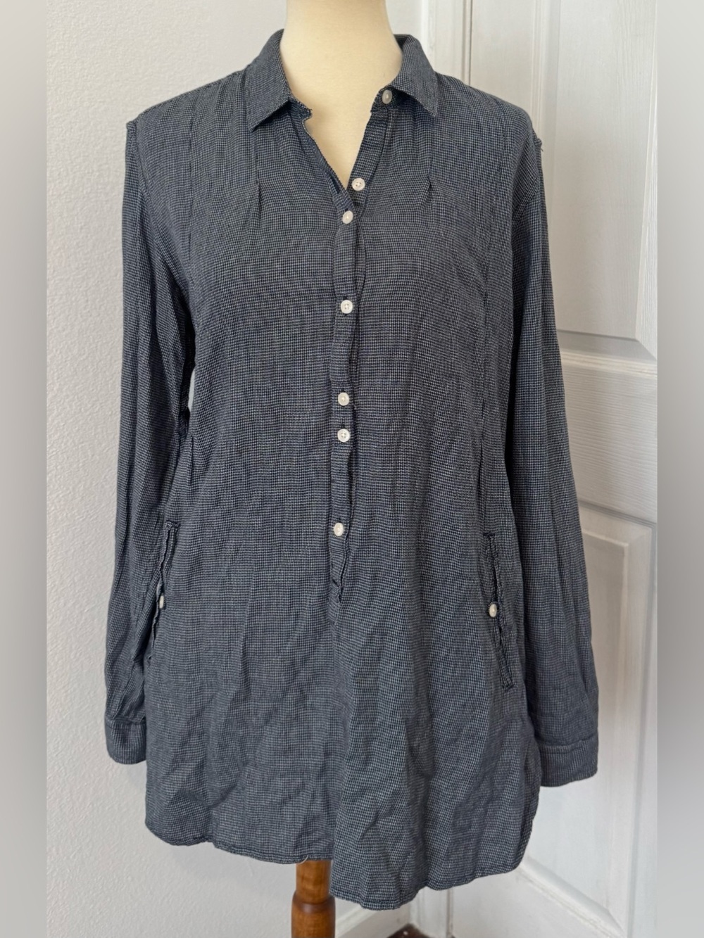 Horny Toad Mixologist Plaid Checkered Tunic Shirt Minidress Organic Cotton Med
